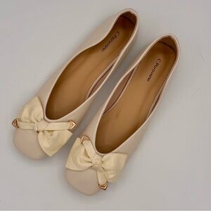 Metal Bow Ballerina Flats by C. Romano